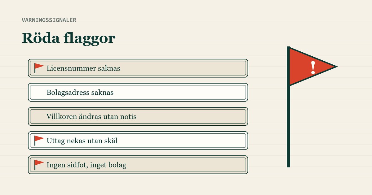 Lista med varningssignaler och en röd flagga